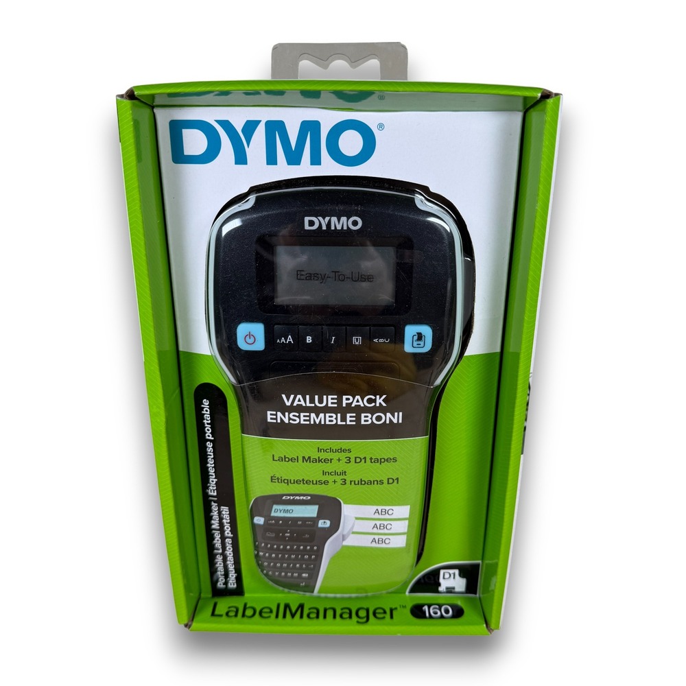 DYMO LabelManager 160 Portable Handheld Label Maker Value‎ Pack with 3 D1 Tapes